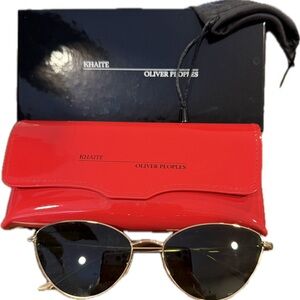 Oliver Peoples Gold Frame Sunglasses with Black Lenses